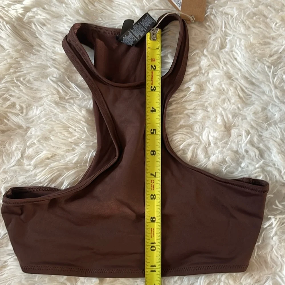 Skims Swim High Neck Racer back in Cocoa